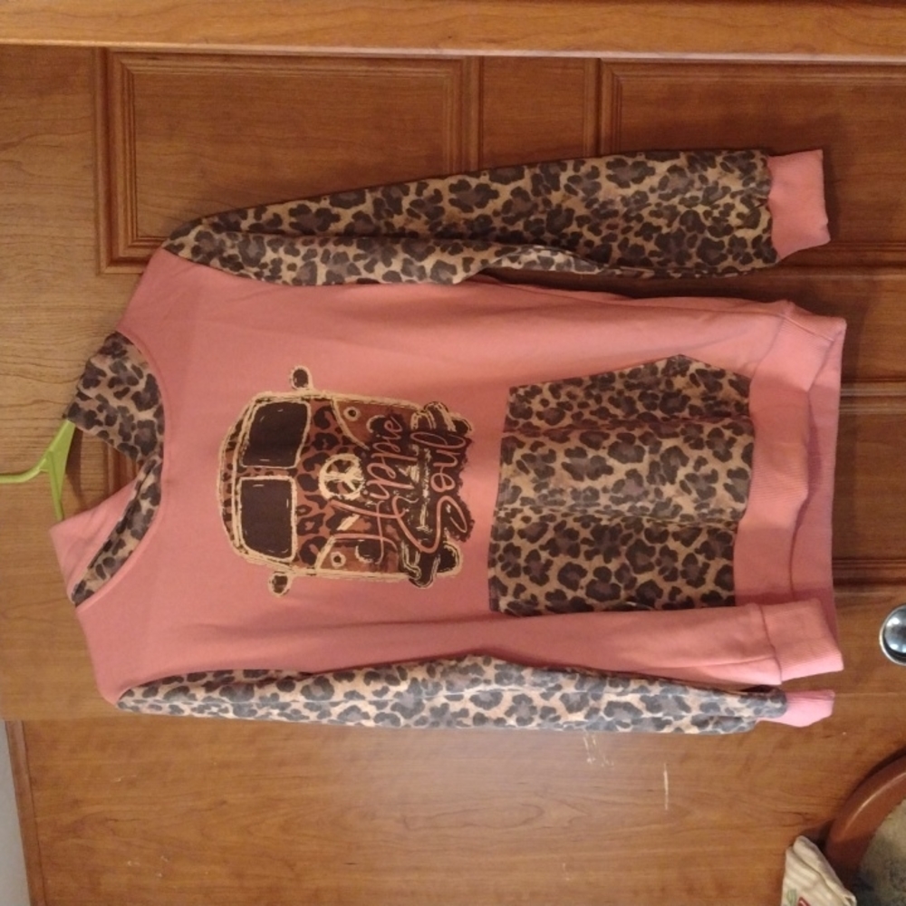 NWT Cheetah and Pink Hoodie "Hippie Soul"